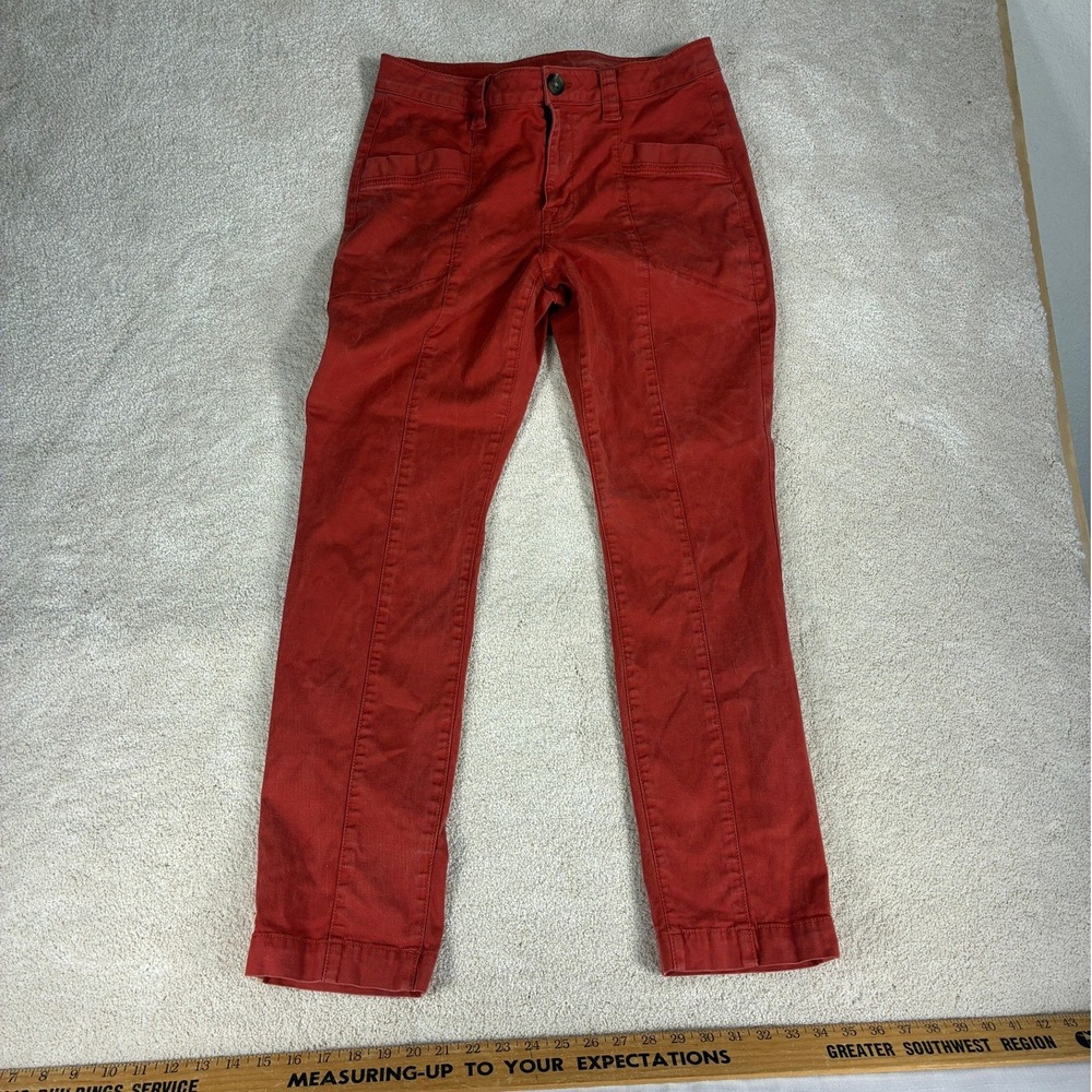 Cabi Rust Red Utility Slim Pants - 12- Front Seams Pockets 4138 Fall Boho